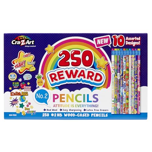Cra-Z-Art Classroom Reward Pencils Classpack 250 Count Featuring 10 Unique Designs
