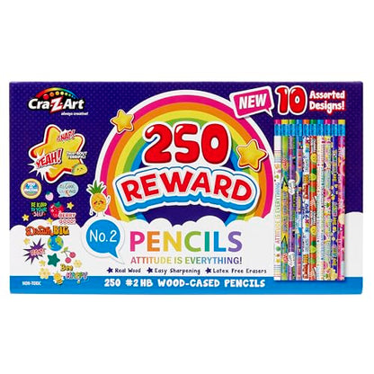 Cra-Z-Art Classroom Reward Pencils Classpack 250 Count Featuring 10 Unique Designs