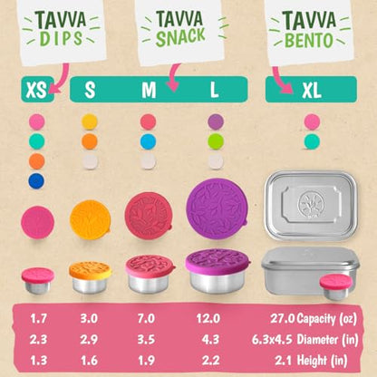 TAVVA Stainless Steel Lunch Containers [12oz/ 7oz/ 3oz] - BPA-Free Metal Lunchbox with Leakproof Silicone Lids - Lunch Box - Small Snack Food Containers with Lids - Dishwasher Safe - color: Lagoon