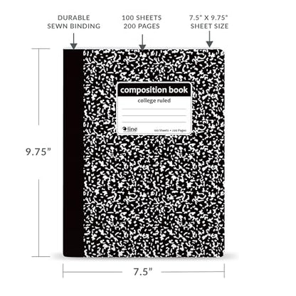 C-Line Composition Notebook, College Ruled, 1 Notebook, Black Marble (22022)
