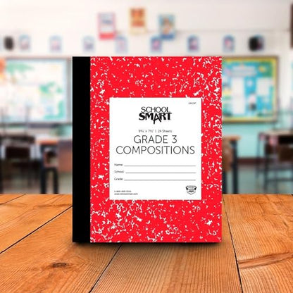 School Smart Skip-A-Line Ruled Composition Book, Grade 3, Red, 48 Pages - 085297 - size: 24 Sheets/48 Pages - Grade 3