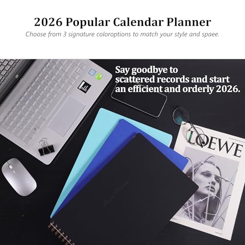 Leanga 2026 Calendar Planner, Daily Weekly & Monthly Desk Planner with Goal Setting and Habit Tracker for Study and Work-Premium Productivity Journal-13.5" x 9", Large Hardcover Office Supplies-Indigo - color: Indigo