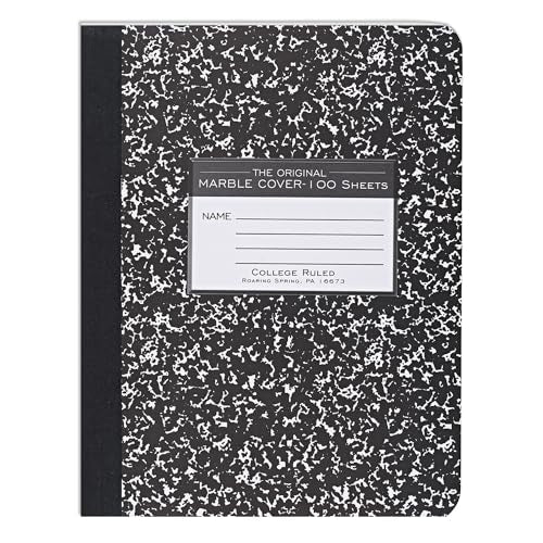 ROARING SPRING Hard Cover Composition Notebook, Black Marble Comp Book, 9.75″ x 7.5″, College-Ruled with Margin, 100 Sheets (200 Pages) - size: College-Ruled, 100 Sheets/200 Pages, style: 1 Comp Book