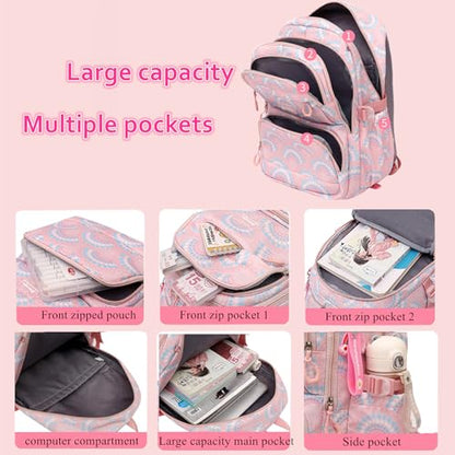 Mfikaryi Girls Rolling Backpack Elementary Student Outdoor Travel Trolley Bag Bookbag with Wheels - color: Blue-6 Wheels