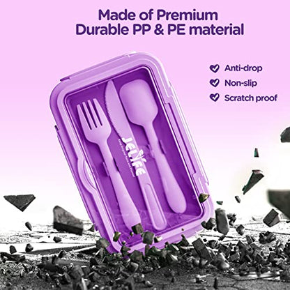 Jelife Lunch Box Kids Bento Box - Large Bento-Style Leakproof 4 Compartments Kids Lunchbox Food Containers with Utensils for Back to School, Reusable On-the-Go Meal and Snack Packing, Purple - color: 1100ml-Purple