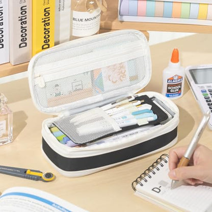 EASTHILL Big Capacity Pencil Case Large Pencil Pouch Stationery Pen Bag for Teen Girls-Black - color: Black