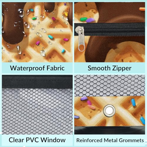 Chocolate Ice Cream Pencil Pouch for 3 Ring Binder Waffle Cookies Pencil Case Bag with Clear Window Zipper Pockets for Kids Girls Boys Students School College Supplies 2 Pack - color: Black
