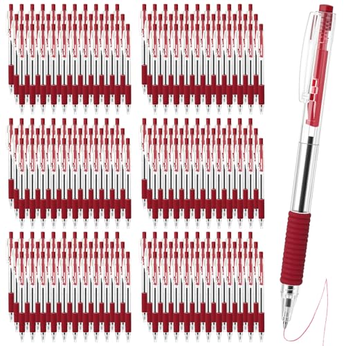 Sayglossy 200 Pack Red Gel Ink Pens Bulk, 1.0mm Retractable Click Point Ballpoint Pens Smooth Writing with Comfortable Grip for Back to School Office Classroom Business Home Work Supplies - color: Red