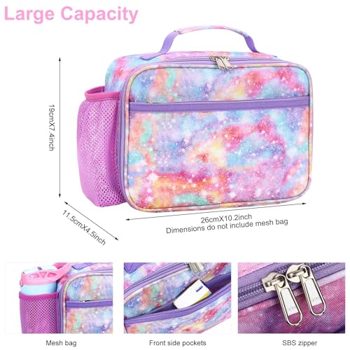 RHCPFOVR Kids Lunch Bag - Insulated Lunch Box for Boys Girls,Washable Lunch Bag and Reusable Toddler Leak-proof Lunchbox for School and Daycare - color: Galaxy