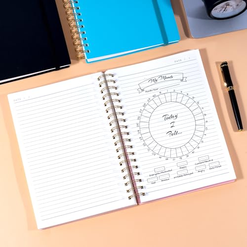 Yoment B5 Spiral Notebook,300 Pages College Ruled Lined Journal,Hardcover | 100GSM thick paper,7 x 10 inches Black hardcover with lay-flat binding and inner pocket for school,office,work,study - color: Pink