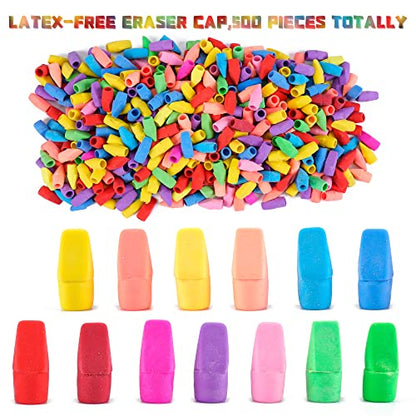 500 Pack Pencil Eraser Caps Pastel Colors Latex Free Pencil Pencil Eraser Toppers Arrowhead Caps Erasers for School Supplies,Deep Color - color: Deep Colour