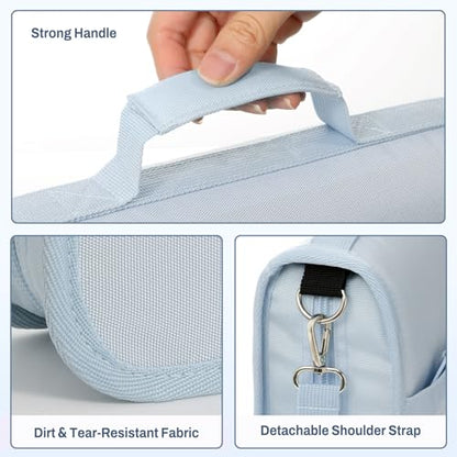 SUNEE Zipper Binder 3 Ring, 3 Inch O-Ring with Handle and Shoulder Strap, 600-Sheet Capacity, 5-Tab Expanding File Folder, Multi-Pockets for Middle School Organizer Binder with Zipper, Dusk Blue - color: Dusk Blue