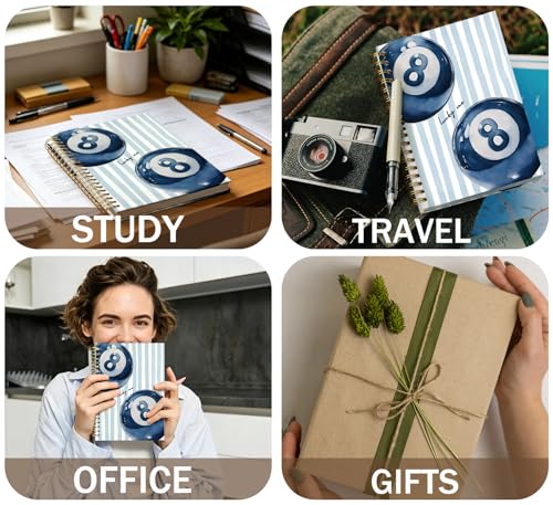 KDHTY Navy Blue Preppy Y2K Spiral Notebook,Preppy Luck 8 Ball Aesthetic Hardcover Notebook for Teen Girls Student Teacher Office School Supplies,Girly Notebook for Teens Girls Back to School,5.5x8.3 - style: cat