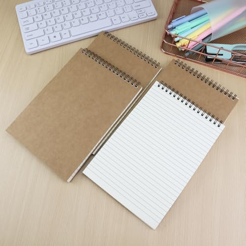 4 Pcs Top Bound Spiral Notebook,8.3 inch x 5.8 inch,60 Sheet,7mm College Ruled Paper,A5 Spiral Note Pads Memo Lined Notebook Journal for School and Office Supplies (Kraft) - color: Kraft (4pcs)