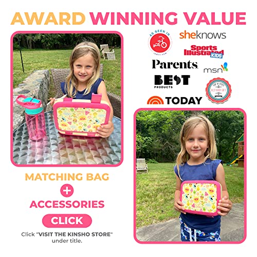 Bento Lunch Box with Insulated Bag, Water Bottle Ice Pack Set for Kids Toddlers, 5 Portion Sections, BPA Free Removable Tray, Pre-School Kid Toddler Daycare Lunches, Snack Container, Summer Set - color: Summer Set