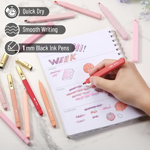 Mr. Pen- Aesthetic Highlighters and Ballpoint Pens No Bleed, 12 Pack | Shades of Pink, Bible Highlighters and Pens No Bleed, Fast Dry and No Smear for Bible Journaling, Planner, School Supplies - color: Shades of Pink, size: 12 Pack