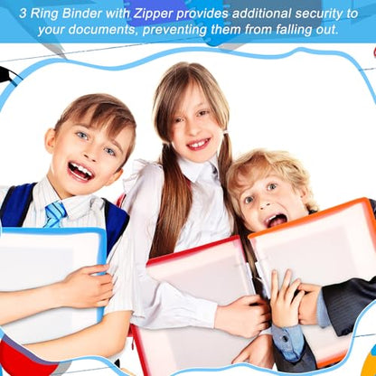 Fulmoon 6 Pack 1 Inch Zipper Binder, 3 Ring Binder with 2 Interior Pockets, Plastic Pencil Pouch, Expanding File Zippered Holds 8.5''x11'' for Projects, Assignments, Memos, School Work (Clear) - color: Clear