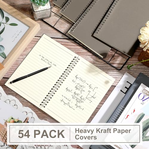 Yahenda 54 Pcs Spiral Notebooks Bulk, A5 8.3 x 5.5 Inch College Ruled Lined Notebooks, 100 Pages Soft Cover Journals for Students Classroom Office Back to School Supplies (Dark Gray) - color: Dark Gray