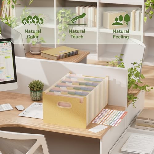 EcoStash 26포켓 아코디언 파일 오거나이저, 밀짚 파일 폴더, 업라이트 및 오픈 탑, A-Z 지폐 영수증 오거나이저, 100% BPA 프리, 자연으로 돌아가기, 건강한 생활, 레터/A4 사이즈 - 밀 옐로우 - color: 밀 옐로우, size: 26 Pockets