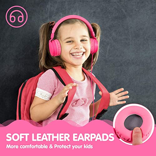 ONTA Kids Headphones for Boys Girls - Child Student Headset Wired Plug Toddler Earphones School Teen on Ear for Ipad | Computer | Smart Phone | Amazon Fire Tablet | Laptop | Plane Travel | Game, Pink - color: Pink