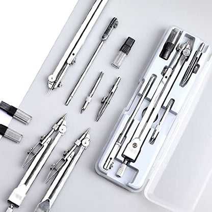 Mathematical Geometry Set Geometry Precision Tools Math Geometry Kit Metal Compass Student Circle Drawing Tools & Storage Box Math Supplies Ruler Compass Set(A) - color: A