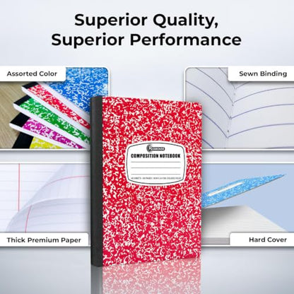 Rosmonde 100 Pack, Bulk Composition Notebooks, College Ruled Notebook, 200 Pages (100 Sheets), 9-3/4 x 7-1/2, Hard Cover Binding, Back to School Supplies, Bulk Notebooks for School, Office Notebooks - size: 100 Pack, style: Color Marble