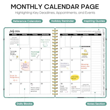 Planner 2026-2027, Academic Year Monthly and Weekly Calendar Planner, Jul 2026 - Jun 2027, Hardcover Teacher Student Planning Agenda book with Tabs, Perfect for School Office Supplies, 6.3" x 8.5" - Depths Whale - color: D-Depths Whale, size: (6.3"x8.5")a