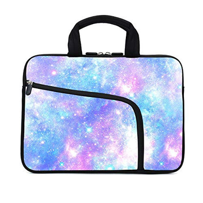 Laptop Sleeves 14 15 15.4 15.6 Chromebook Case Notebook Sleeve PC Messenger Bag Tablet Case Neoprene Handle Sleeve for Men Women, Two Pockets (Pink galaxys) - color: pink galaxys