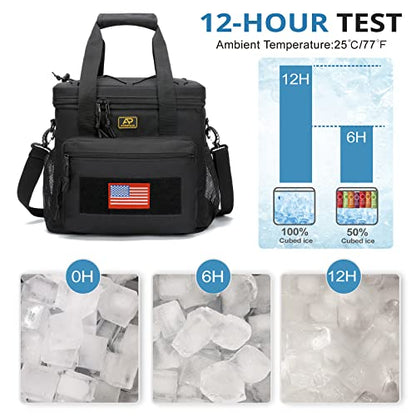ATRIPACK Lunch Box for Men, Tactical Lunch Bag MOLLE Webbing Leakproof Insulated Large Lunch Cooler Women Adult Meal with Adjustable Shoulder Strap Durable Lunch Pail (Black) - color: Black, size: Large