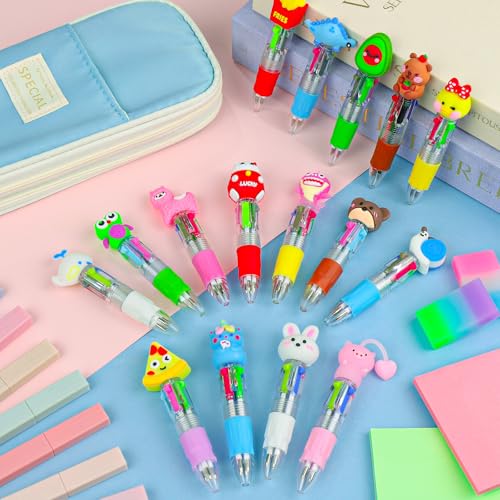 16 Pcs Mini Multicolor Pens in One 4-in-1, Cute Kawaii Ballpoint Pens Bulk with 16 Different Designs, Classroom Rewards, Student Gifts, Party Favors, Back to School Supplies for Kids - style: 16Pcs