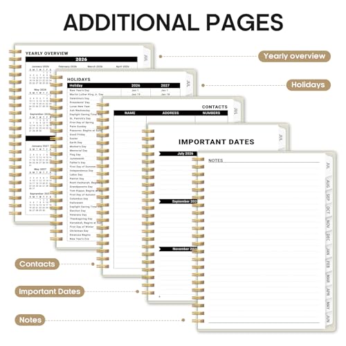 Planner 2026-2027, 8.5" x 11" Weekly and Monthly Academic Year Planner Calendar, July 2026 - June 2027, Hardcover Large School Planning Agenda With Tabs, Perfect for School & Office Supplies, A4, Beige - color: H-Beige, size: A4(8.5"x11")