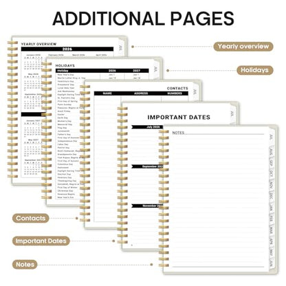 Planner 2026-2027, 8.5" x 11" Weekly and Monthly Academic Year Planner Calendar, July 2026 - June 2027, Hardcover Large School Planning Agenda With Tabs, Perfect for School & Office Supplies, A4, Beige - color: H-Beige, size: A4(8.5"x11")