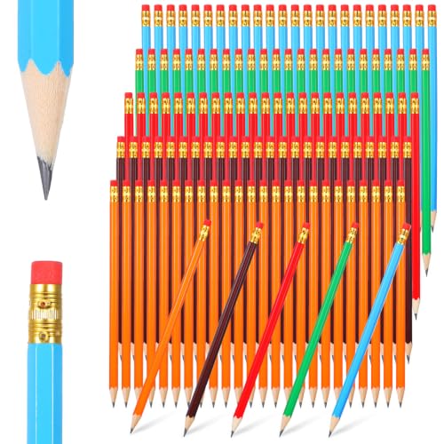120Pcs #2 Pencils with Eraser, 7.48" Unsharpened Colorful Wooden Pencil, Hexagonal Rainbow Pencils Bulk for Adults Home Office Sketching Supplies
