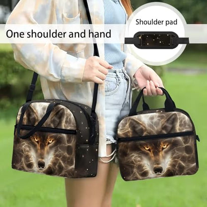 Wolf Lunch Box for Kids Girls 4-6 Galaxy Preschool Lunch Box Boys 6-8 Simple Modern Meal Bag Kids 8-10 Preschool Kindergarten Toddler Elementary School Adjustable Shoulder Strap - color: Galaxy Wolf