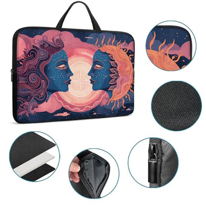 Laptop Sleeve Bag with Handle Computer Protective Soft Cover Case for 14 Inch 13 Inch Laptop,Art Sun and Moon - color: Art Sun and Moon