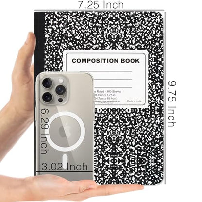 Trail maker (50 Pack) Bulk Composition Notebooks, College Ruled Marble Cover, 200 Pages (100 Sheets), 9.75 x 7.5, Bulk School Supplies for Classroom, Office & School Donations - size: 50 Pack
