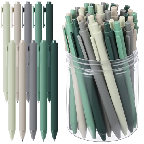 Crtiin 100 Pcs Gel Pens Bulk, 0.5mm Fine Point Black Ink Pen with Assorted Colored Retractable Quick Dry Pens for Office Teacher, Journaling, Server, Classroom, Back to School Supplies (Green Series) - color: Green Series