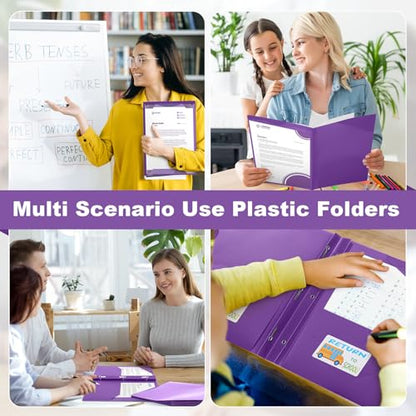 Henoyso 24 Set Take Home Folders with Clear Front Pocket, School-to-Home Communication Folder Bulk for Back to School Classroom, Heavy Duty Plastic Parent-Teacher Homework Folders (Purple) - color: Purple