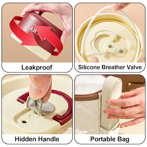 Portable Insulated Lunch Containers, Stainless Steel Bento Box Adult Lunch Box with Insulated Lunch Bag, 4 Separate Stackable Lunch Container for Adult, Red - color: 4 Tier-Red