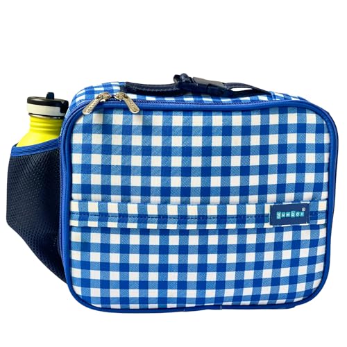 Yumbox Kids Insulated Lunch Bag, Fits Lunch Box & Bottle, Vichy Blue | Holds Lunch Box & Water Bottle | 3 Ways to Carry | Insulated EVA Lining | Wipe-Clean Fabric | Lightweight Design - color: Vichy Blue