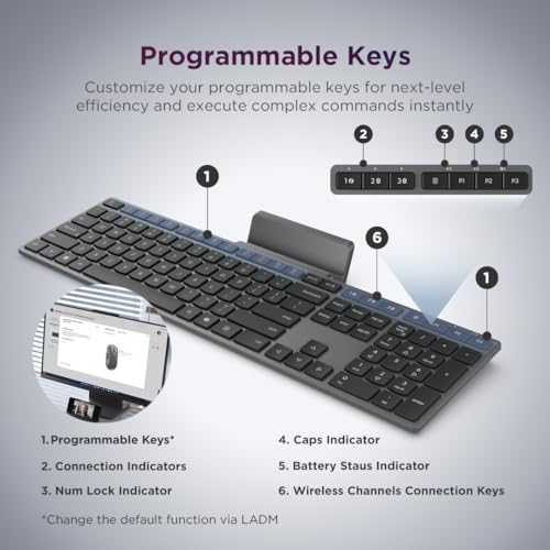 Lenovo 700 Modern Wireless Keyboard & Mouse Combo, 2.4 GHz Dongle & Dual Bluetooth Connection, AES-128 Encryption, 36 Month Battery Life, Quiet Mouse, Luna Grey - size: Combo