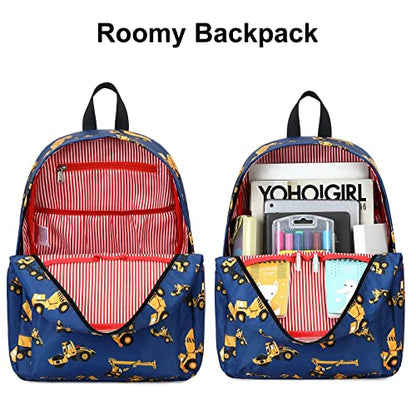 CAMTOP Backpack for Kids, Boys Preschool Backpack with Lunch Box Toddler Kindergarten School Bookbag Set (Engineering Vehicle) - color: Y0110-2 Engineering Vehicle-navy Blue