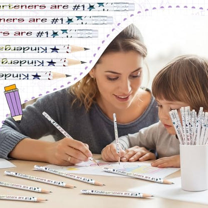 Tenceur 48 Pcs Kindergarten Pencils Bulk Motivational Pencils with Erasers Inspirational Pencil with Back to School Supplies for Kids Student Teacher Classroom Reward - style: Kindergarteners