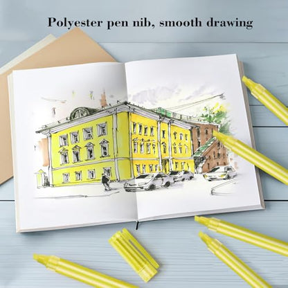 Pastel Highlighters - 12 Pack Yellow Colors, Fast-Dry Bible Journaling Markers, Non-Bleed Pastel Highlighters for School, Office & Study Supplies