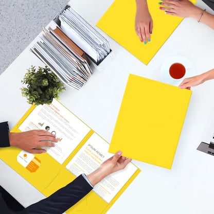 Two Pocket Folders, PANDRI 50 Pack 2 Pocket Folders, Letter Size Paper File Folder for School Office Home Business, Yellow - color: Yellow