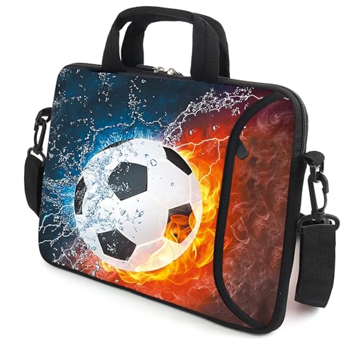 AMARY 13" 13.3" laptop sleeve chromebook case adjustable shoulder strap with handle accessory pocket (Soccer) - color: Soccer