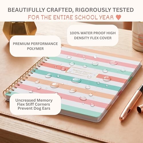 Teacher Planner 2026-2027, Horizontal Lesson Plan Book for Teachers | Pastel Striped, 8.5" x 11" | Weekly & Monthly Academic Year Lesson Planner, July 2026-June 2027 | Stickers & Bookmark - color: Pastel Stripes