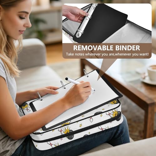 Sports Bowling Zipper Binder Bag with Handle,1.25 Inch 3 Ring O-Ring 500 Sheet Capacity 6 Tab Expanding File Folder Storage Pockets Binder for School Office Organizer Supplies