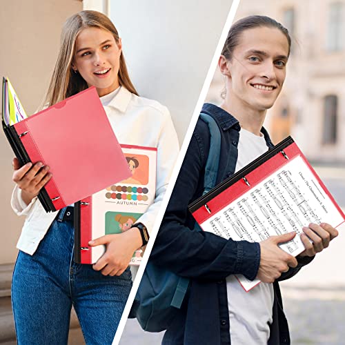 WOT I 2-Pack Telescoping 3 Ring Binder Notebooks - Customizable Cover, 5 Dividers & Pocket Folder in One Slim Organizer (60 Sheets Included), Red - color: Red, size: 2 Pack