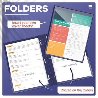 Henoyso 24 Pcs Plastic Folders with Clear Front Pocket and 3 Prong Take Home Plastic 2 Pocket Folder Back to School for Students Parent Teacher Communication for School Office (Navy Blue) - color: Navy Blue